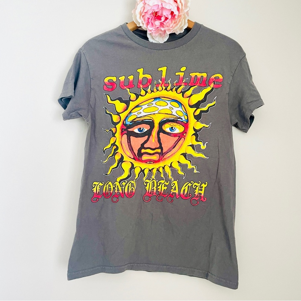 Sublime Gray Graphic Band Tee Long Beach Sun